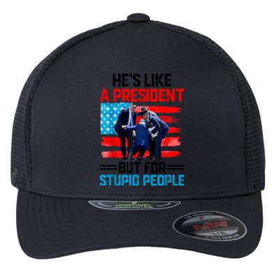 Hes Like A President But For Stupid People Biden Falling Flexfit Unipanel Trucker Cap