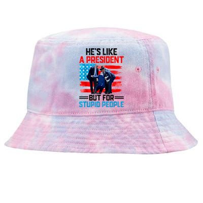 Hes Like A President But For Stupid People Biden Falling Tie-Dyed Bucket Hat