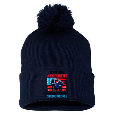 Hes Like A President But For Stupid People Biden Falling Pom Pom 12in Knit Beanie