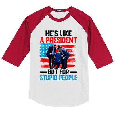 Hes Like A President But For Stupid People Biden Falling Kids Colorblock Raglan Jersey