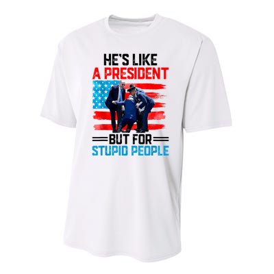 Hes Like A President But For Stupid People Biden Falling Performance Sprint T-Shirt