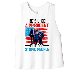 Hes Like A President But For Stupid People Biden Falling Women's Racerback Cropped Tank