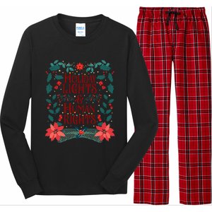 Holiday Lights And Human Rights Floral Feminist Christmas Long Sleeve Pajama Set