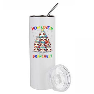 How Lovely Are Your Branches Christmas Sloth Tree Xmas Stainless Steel Tumbler