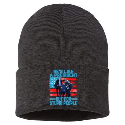 Hes Like A President But For Stupid People Biden Falling Sustainable Knit Beanie