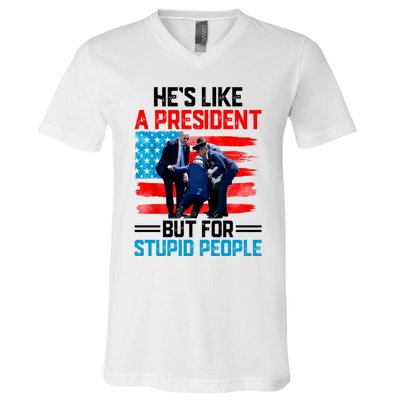 Hes Like A President But For Stupid People Biden Falling V-Neck T-Shirt