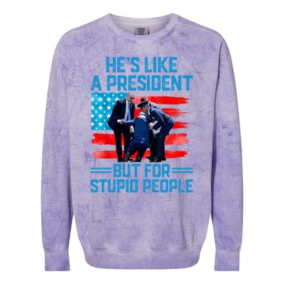 Hes Like A President But For Stupid People Biden Falling Colorblast Crewneck Sweatshirt