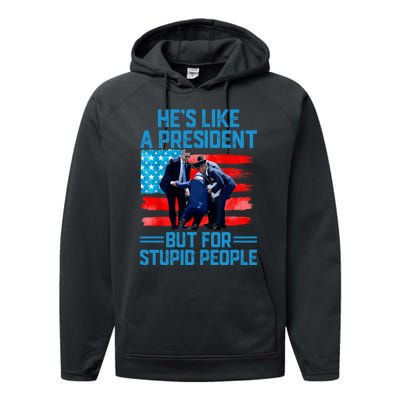 Hes Like A President But For Stupid People Biden Falling Performance Fleece Hoodie