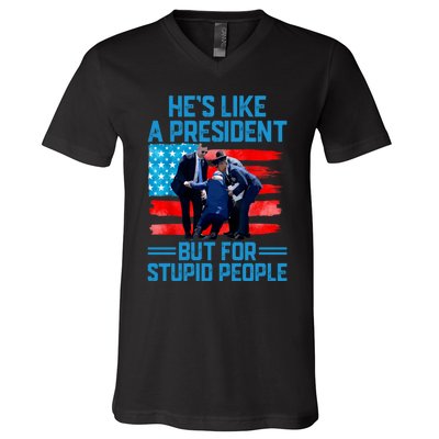 Hes Like A President But For Stupid People Biden Falling V-Neck T-Shirt