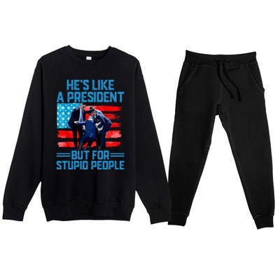 Hes Like A President But For Stupid People Biden Falling Premium Crewneck Sweatsuit Set