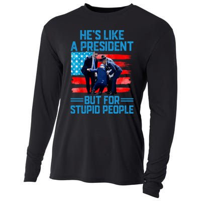 Hes Like A President But For Stupid People Biden Falling Cooling Performance Long Sleeve Crew