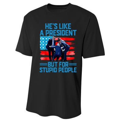 Hes Like A President But For Stupid People Biden Falling Performance Sprint T-Shirt