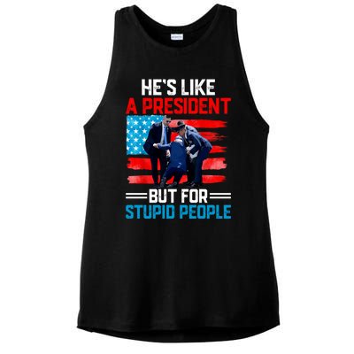 Hes Like A President But For Stupid People Biden Falling Ladies PosiCharge Tri-Blend Wicking Tank