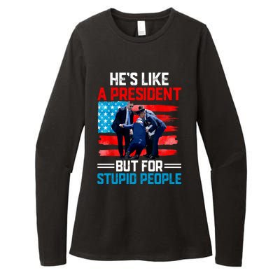 Hes Like A President But For Stupid People Biden Falling Womens CVC Long Sleeve Shirt