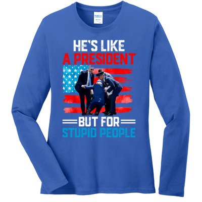 Hes Like A President But For Stupid People Biden Falling Ladies Long Sleeve Shirt