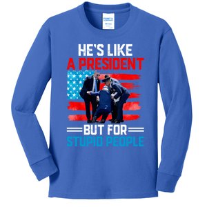 Hes Like A President But For Stupid People Biden Falling Kids Long Sleeve Shirt