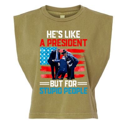 Hes Like A President But For Stupid People Biden Falling Garment-Dyed Women's Muscle Tee