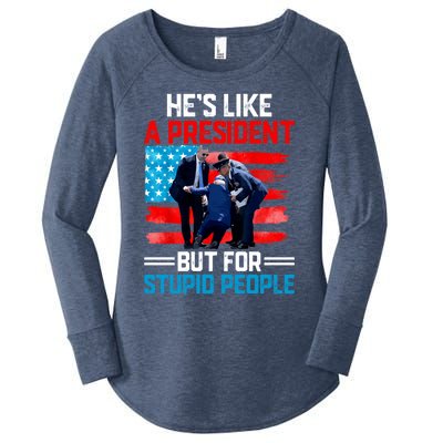 Hes Like A President But For Stupid People Biden Falling Women's Perfect Tri Tunic Long Sleeve Shirt