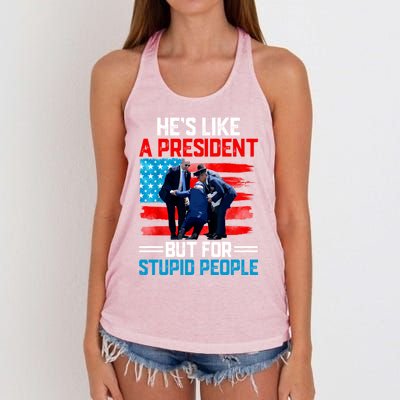 Hes Like A President But For Stupid People Biden Falling Women's Knotted Racerback Tank