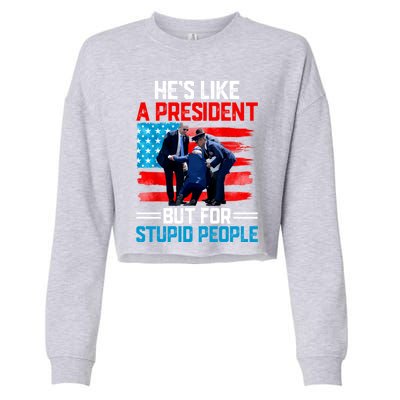 Hes Like A President But For Stupid People Biden Falling Cropped Pullover Crew