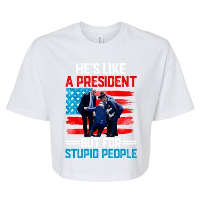 Hes Like A President But For Stupid People Biden Falling Bella+Canvas Jersey Crop Tee