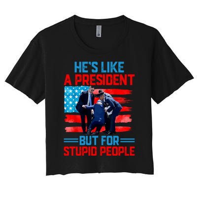 Hes Like A President But For Stupid People Biden Falling Women's Crop Top Tee