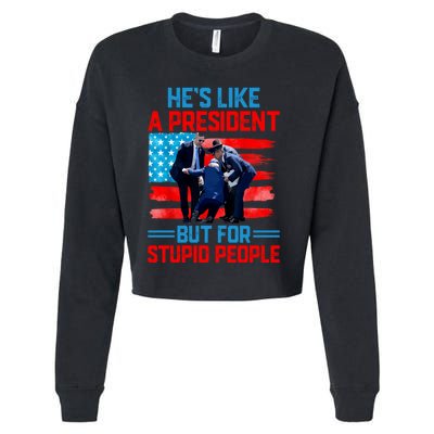 Hes Like A President But For Stupid People Biden Falling Cropped Pullover Crew