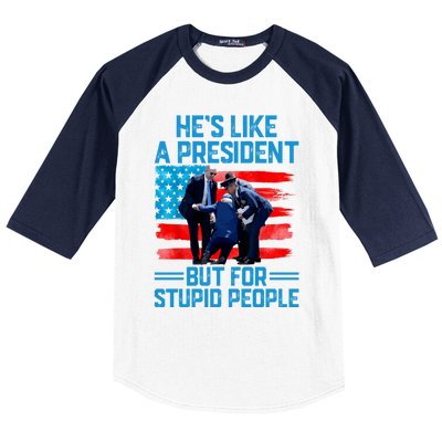 Hes Like A President But For Stupid People Biden Falling Baseball Sleeve Shirt