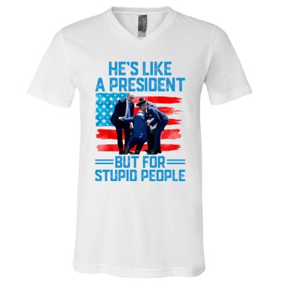 Hes Like A President But For Stupid People Biden Falling V-Neck T-Shirt