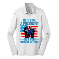 Hes Like A President But For Stupid People Biden Falling Silk Touch Performance Long Sleeve Polo