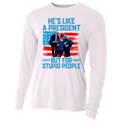 Hes Like A President But For Stupid People Biden Falling Cooling Performance Long Sleeve Crew