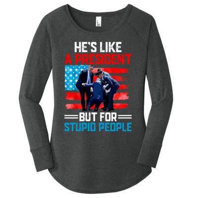 Hes Like A President But For Stupid People Biden Falling Women's Perfect Tri Tunic Long Sleeve Shirt