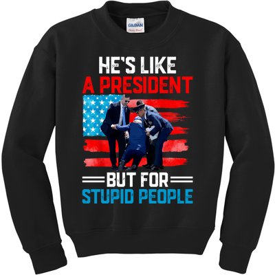 Hes Like A President But For Stupid People Biden Falling Kids Sweatshirt