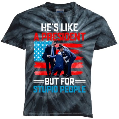 Hes Like A President But For Stupid People Biden Falling Kids Tie-Dye T-Shirt