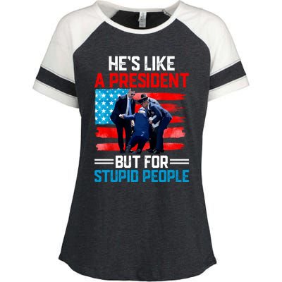 Hes Like A President But For Stupid People Biden Falling Enza Ladies Jersey Colorblock Tee