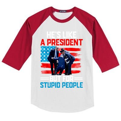 Hes Like A President But For Stupid People Biden Falling Kids Colorblock Raglan Jersey