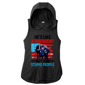 Hes Like A President But For Stupid People Biden Falling Ladies PosiCharge Tri-Blend Wicking Draft Hoodie Tank