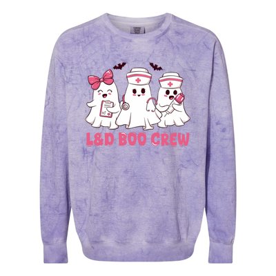 Halloween Labor And Delivery Nurse Cute Gift L And D Boo Crew Gift Colorblast Crewneck Sweatshirt