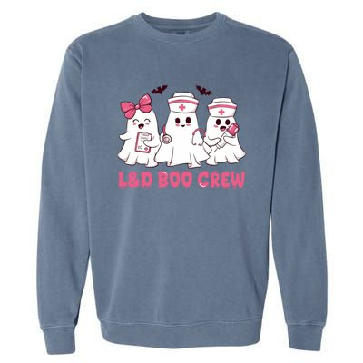 Halloween Labor And Delivery Nurse Cute Gift L And D Boo Crew Gift Garment-Dyed Sweatshirt