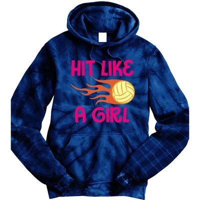 Hits Like A Girl Sport Mom Volleyball Lover Team Sport Tie Dye Hoodie