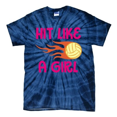 Hits Like A Girl Sport Mom Volleyball Lover Team Sport Tie-Dye T-Shirt