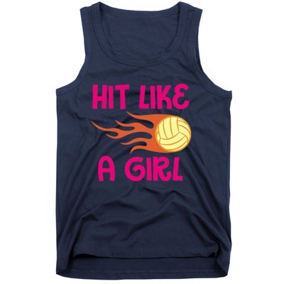 Hits Like A Girl Sport Mom Volleyball Lover Team Sport Tank Top