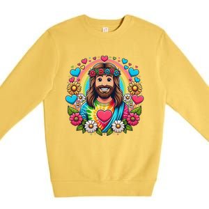 Happy Loving Buddy Jesus Christ Premium Crewneck Sweatshirt