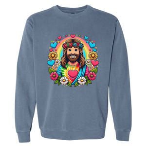 Happy Loving Buddy Jesus Christ Garment-Dyed Sweatshirt