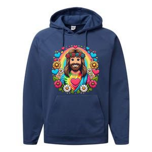 Happy Loving Buddy Jesus Christ Performance Fleece Hoodie