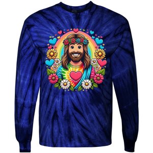 Happy Loving Buddy Jesus Christ Tie-Dye Long Sleeve Shirt