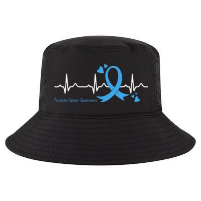 Heartbeat Light Blue Ribbon Prostate Cancer Awareness Cool Comfort Performance Bucket Hat