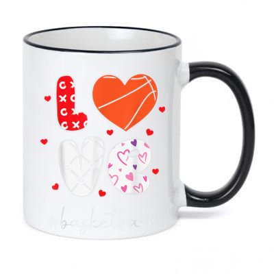 Hearts Love Basketball Sport Xoxo Valentine Day Funny Cute 11oz Black Color Changing Mug