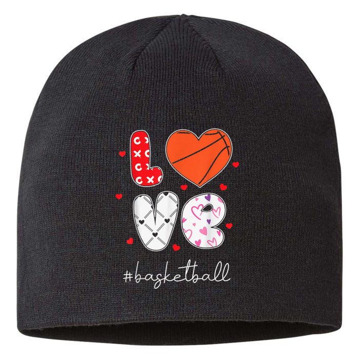 Hearts Love Basketball Sport Xoxo Valentine Day Funny Cute Sustainable Beanie