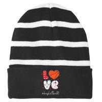 Hearts Love Basketball Sport Xoxo Valentine Day Funny Cute Striped Beanie with Solid Band